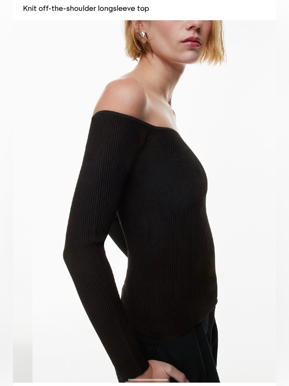 Aritzia Babaton Sculpt Knit Bold Longsleeve Off The Shoulder , Large